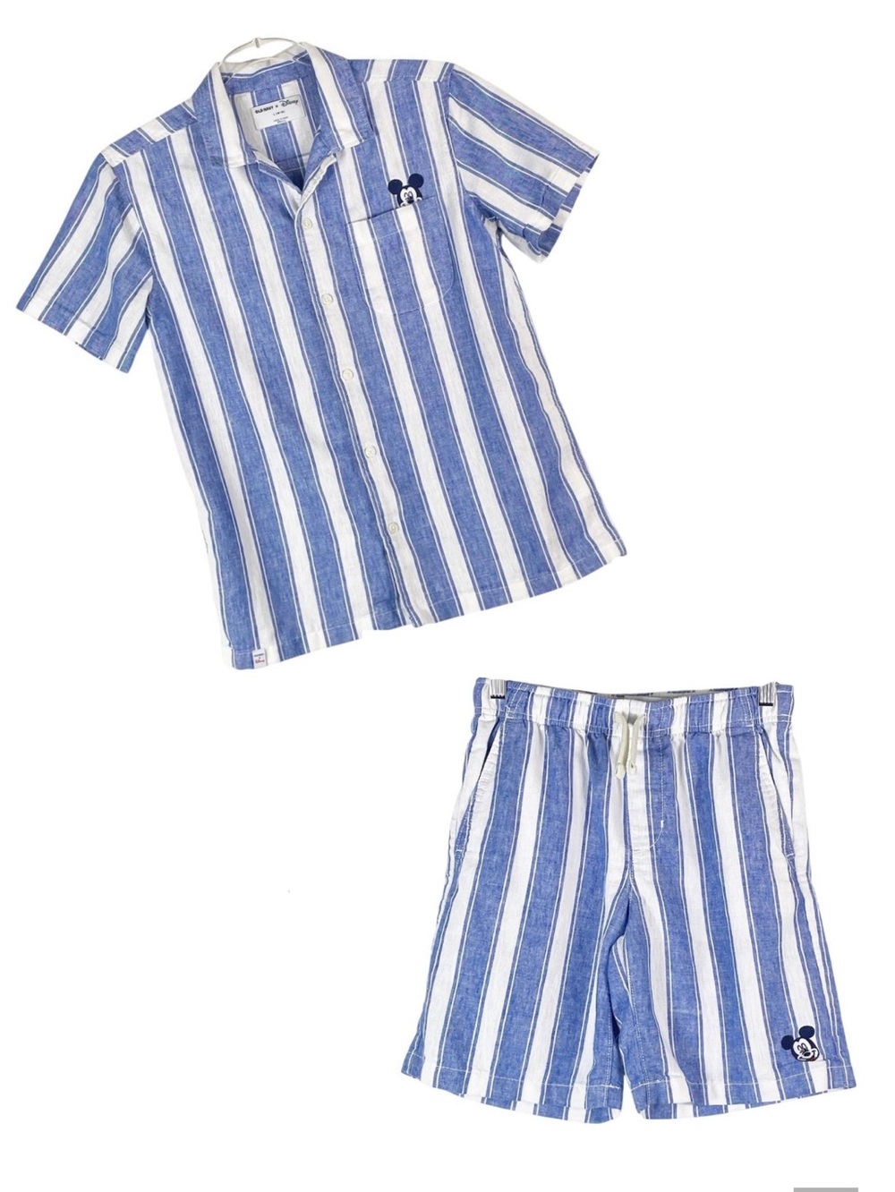 Old Navy x Disney Boy's Mickey Mouse Linen Blend Pajama Set Size L Shirt Shorts